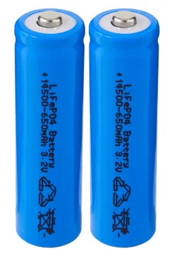 Oppladbart batteri 14500, 3,2 V/650 mAh LiFePO4, 2-pakning