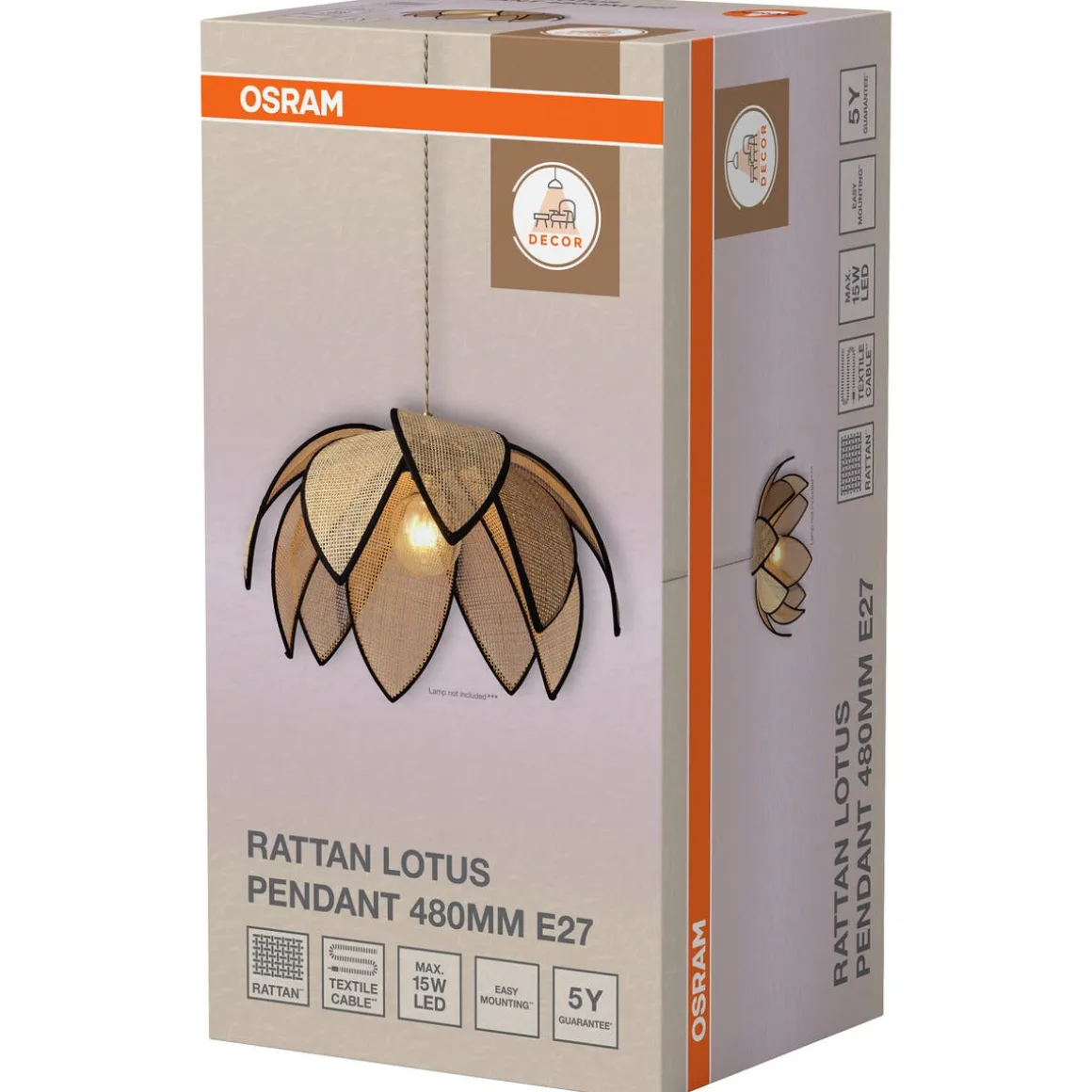 Osram Lotus taklampe rotting 48 cm E27 brun