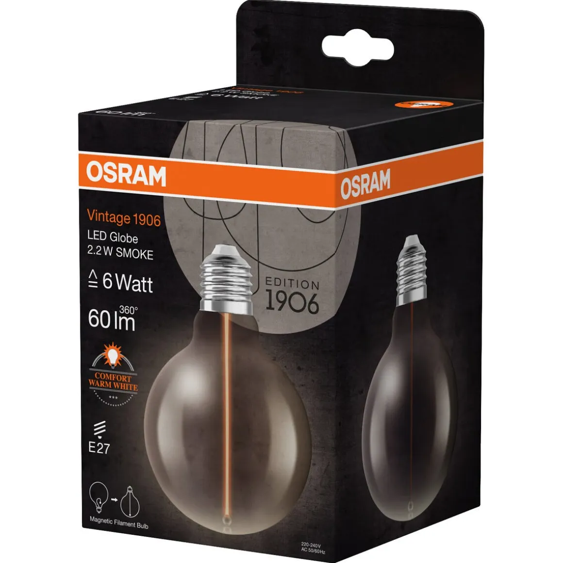 Osram Vintage 1906 Smoke E27 LED-pære magnetisk filament