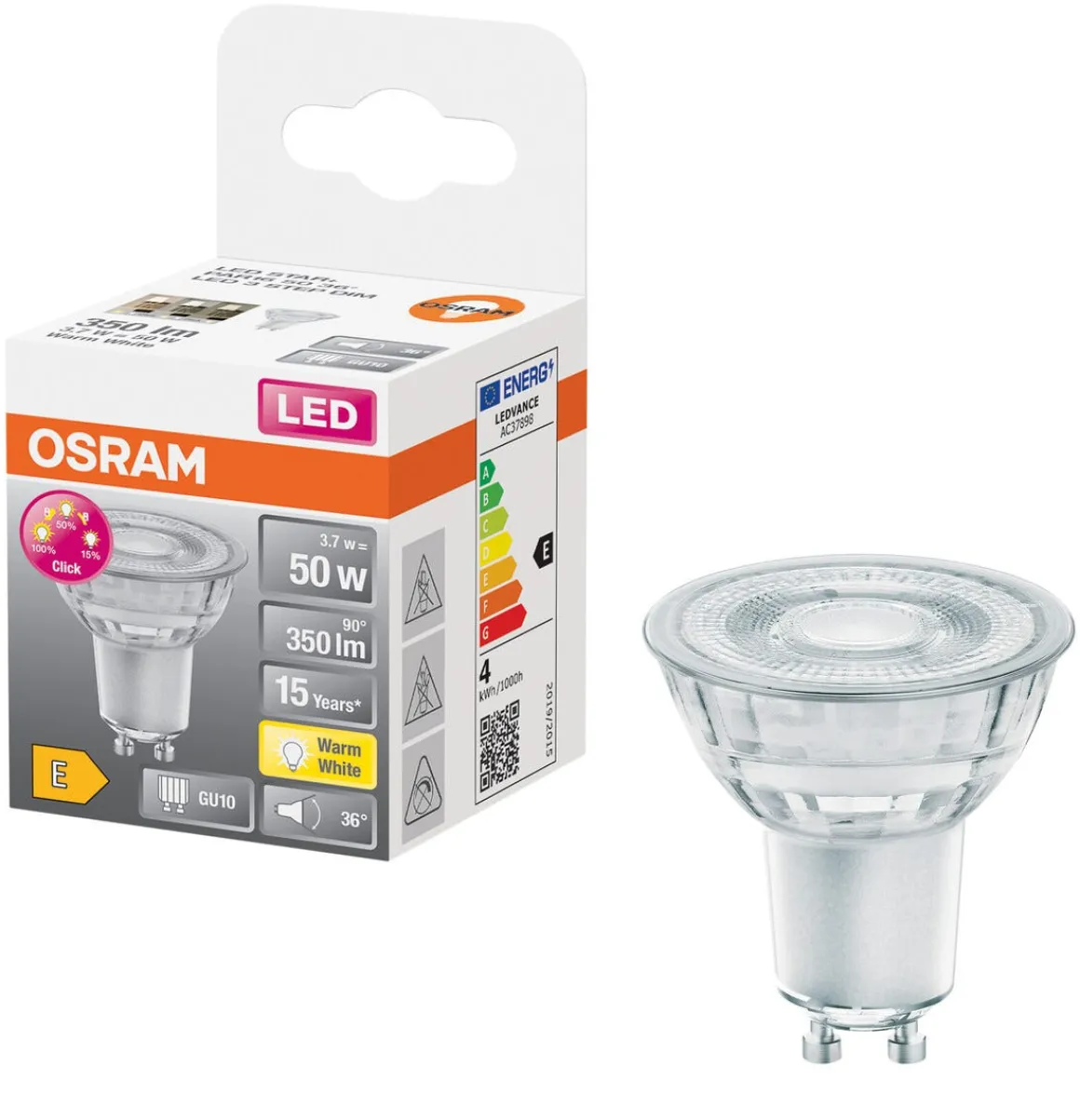 Osram, LED-pære GU10 med dimmer i 3 trinn