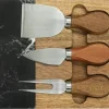 Ostefatsett i tre med 3 ostekniver og marmorplate
