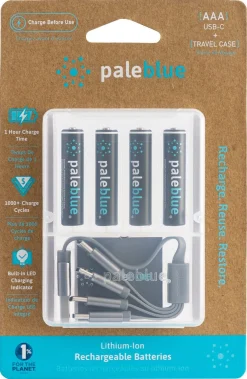 Pale Blue oppladbare AAA-batterier USB-C, 4-pakning
