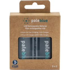 Pale Blue oppladbare D-batterier USB-C, 2-pakning