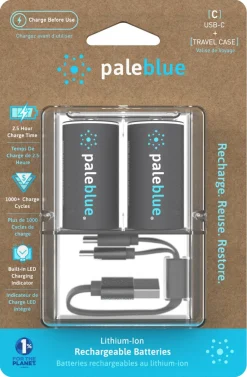 Pale Blue oppladbare C-batterier USB-C, 2-pakning