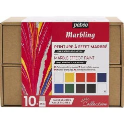 Pebeo marmoreringsmaling for papir, tekstil og tre, 10 farger
