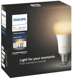 Philips Hue White Ambiance startsett med Hue Bridge, LED-pærer og dimmere