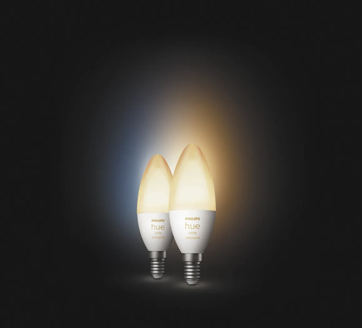 Philips Hue White Ambiance LED-pære E14 mignon 2-pakning
