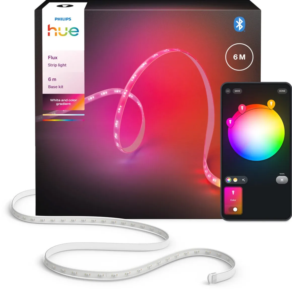 Philips Hue Flux LED-stripe hvitt og farget lys, 6 meter