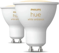 Philips Hue White Ambiance GU10 LED Bluetooth, 2-pakning