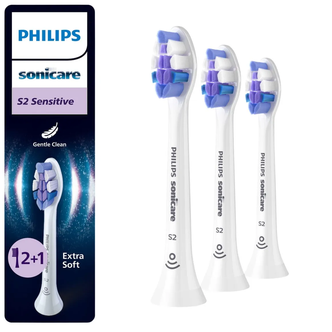Philips Sonicare S2 Sensitive tannbørstehode hvit, 3-pakning