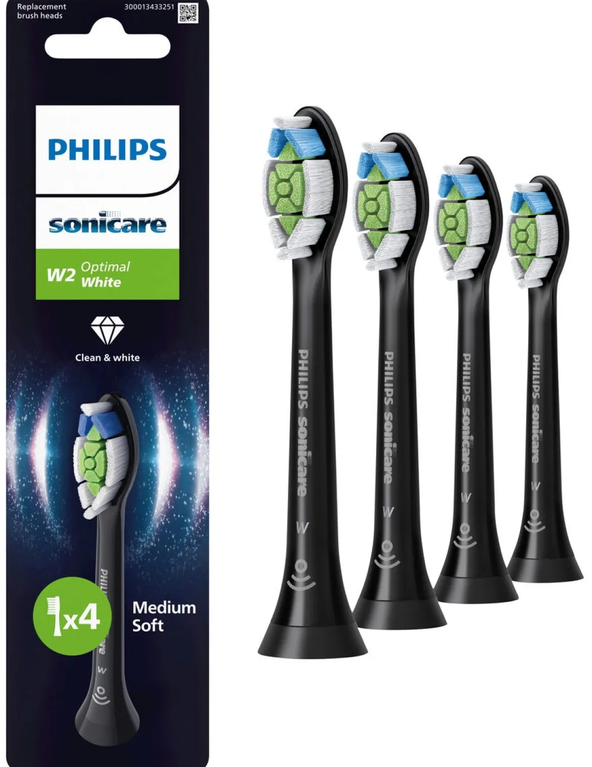 Philips Sonicare W2 Optimal White tannbørstehode, 4-pakning