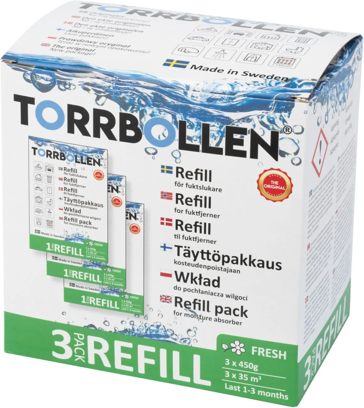 Refill med duft til luftavfukteren Torrbollen, 3-pakning