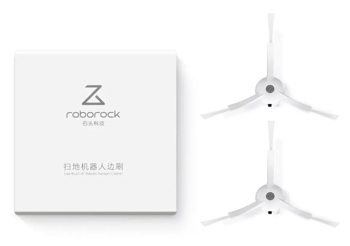 Roborock hvite 3-armede sidebørster i vinyl, 2-pakning