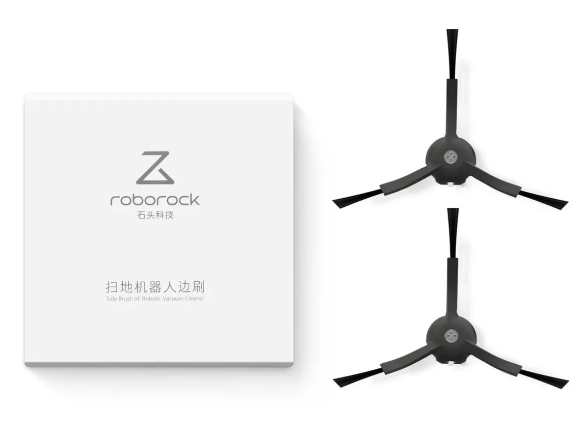 Roborock svarte 3-armede sidebørster i vinyl, 2-pakning