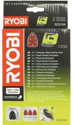 Ryobi Multisliper sandpapirsortiment SCS10A, 140x100 mm, 10-pakning