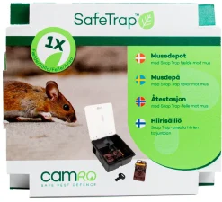 SafeTrap åtestasjon med 1 SnapTrap-musefelle