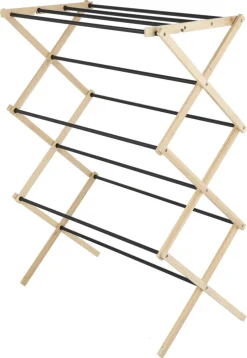 Sammenleggbart tørkestativ, tre og metall