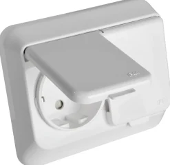Schneider Exxact 2-veis innfelt stikkontakt med lokk, IP44