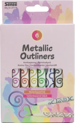 Sense Fantasy Outliner metallic tusjer, 6-pakning