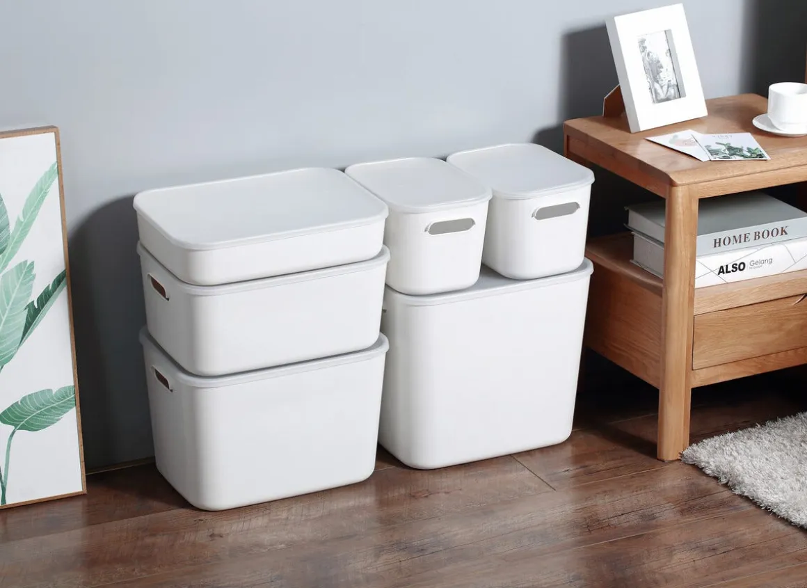 Serenity oppbevaringsboks i plast uten lokk, hvit