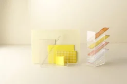 Skrivebordstativ med flere rom, transparent plast