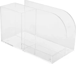Skrivebordstativ med flere rom, transparent plast