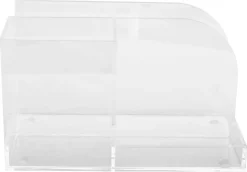 Skrivebordstativ med flere rom, transparent plast