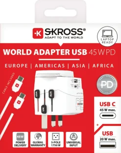 Skross Pro Light USB World universell reiseadapter
