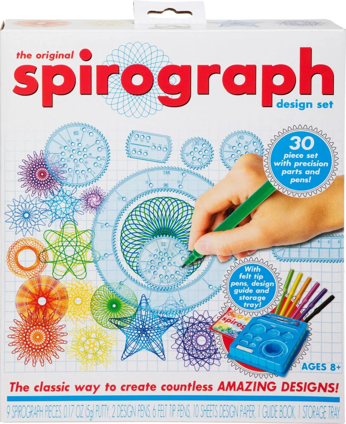 Spirograf-sett barn, tegn geometriske mønstrer, fra 8 år