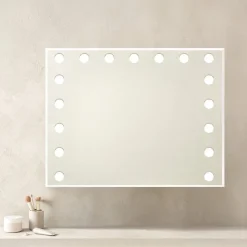 Stort sminkespeil med lys, LED, dimbar, 80 x 62 cm