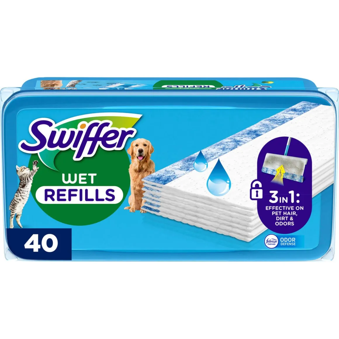 Swiffer Wet Pet våtmopper refill, 40-pakning