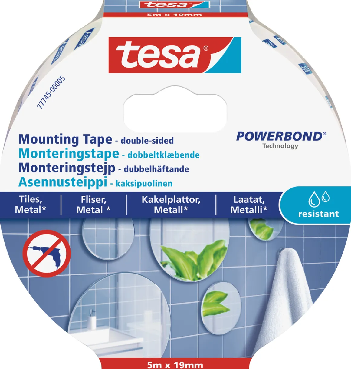 Tesa monteringsteip for fliser og metall