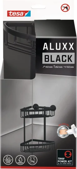 Tesa Aluxx dobbel hjørnekurv, selvklebende, svart
