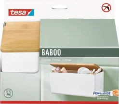 Tesa Baboo selvklebende hylle med lokk i bambus, hvit