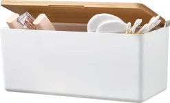 Tesa Baboo selvklebende hylle med lokk i bambus, hvit