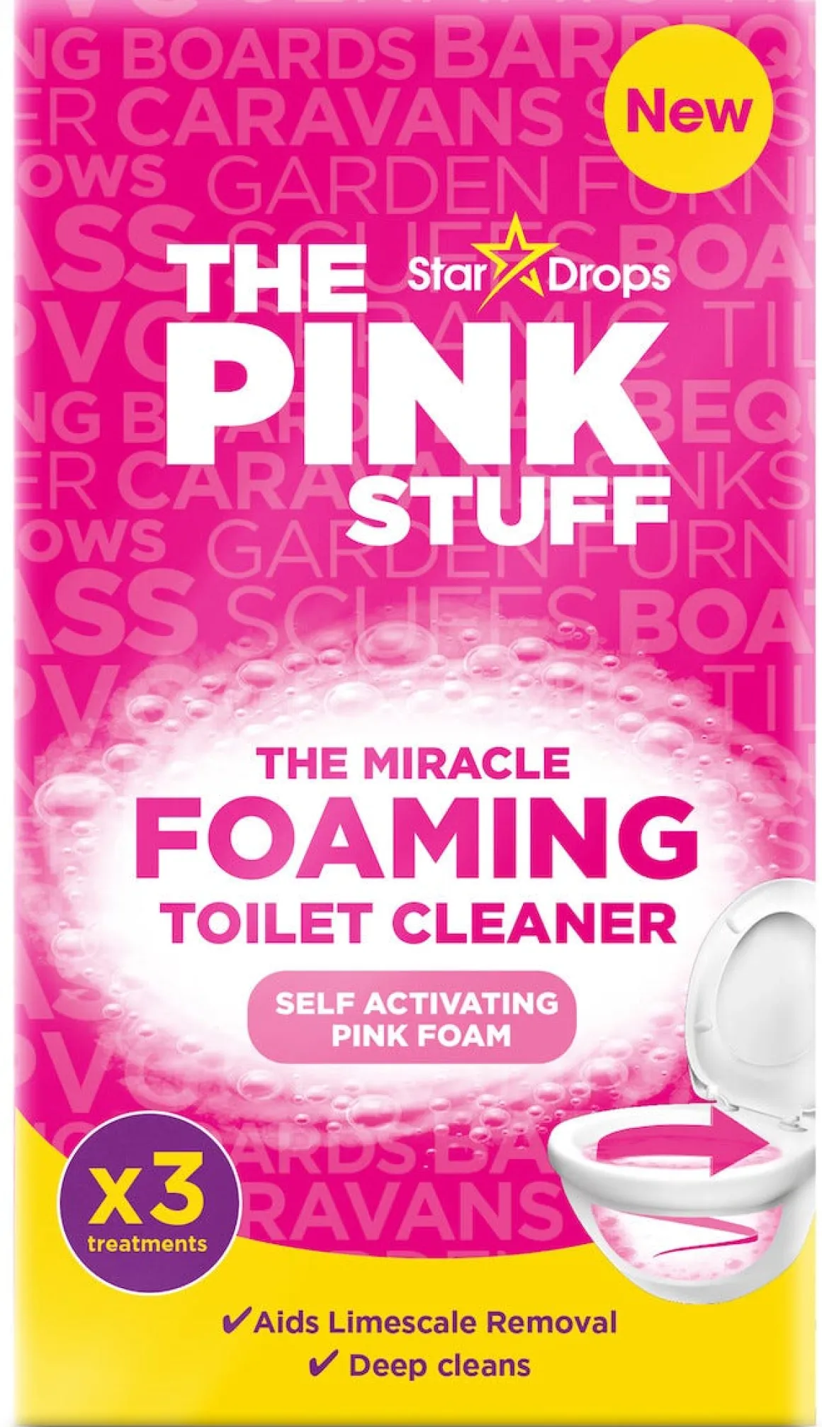 The Pink Stuff Miracle Foaming Toilet Cleaner, 3-pakning