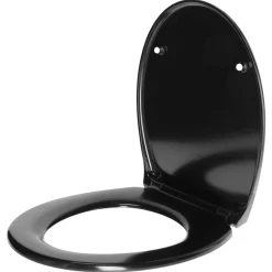 Toalettsete med myk lukking, svart, duroplast