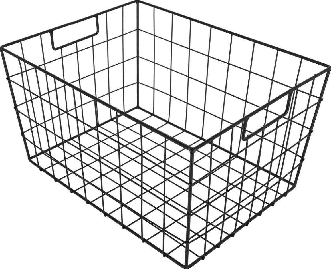 Trådkurv i metall, oppbevaringskurv svart
