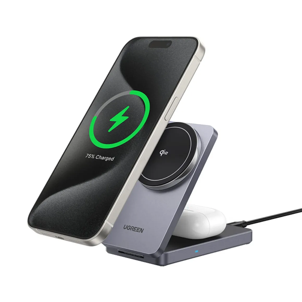 Ugreen 2-i-1 MagSafe trådløs lader, 15 W