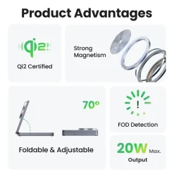 Ugreen 2-i-1 MagSafe trådløs lader, 15 W
