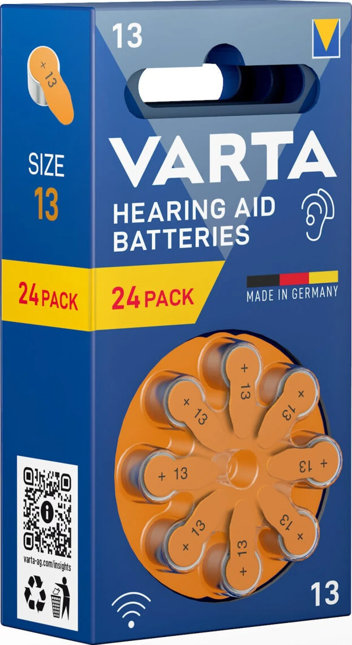 Varta HAB 13 høreapparatsbatteri 1,4 V, 24-pakning