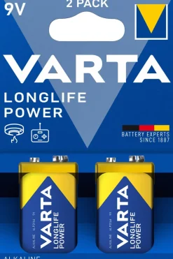 Varta Longlife Power 9V batteri, 2-pakning