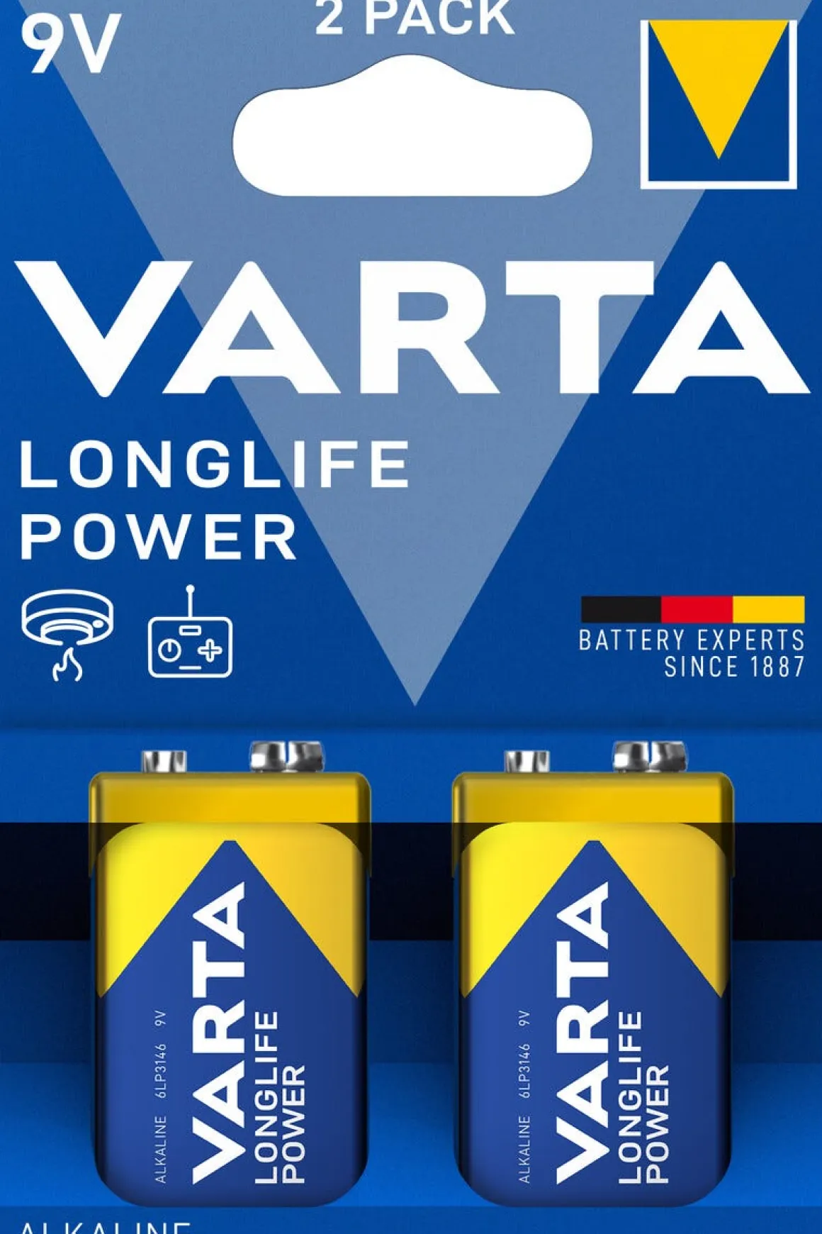 Varta Longlife Power 9V batteri, 2-pakning