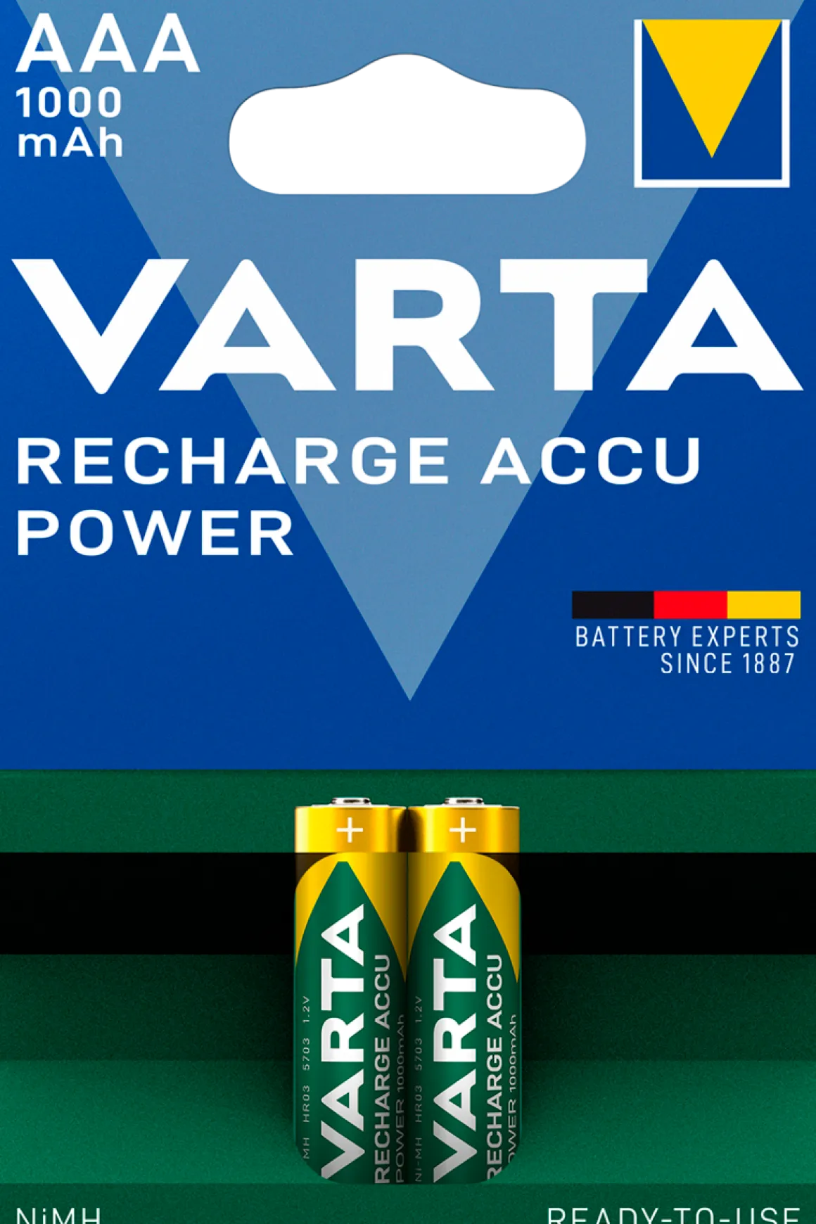 VARTA Power ladbart batteri AAA/HR03, 1000 mAh