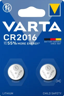 Varta CR2016 litiumbatteri 3 V, 2-pakning