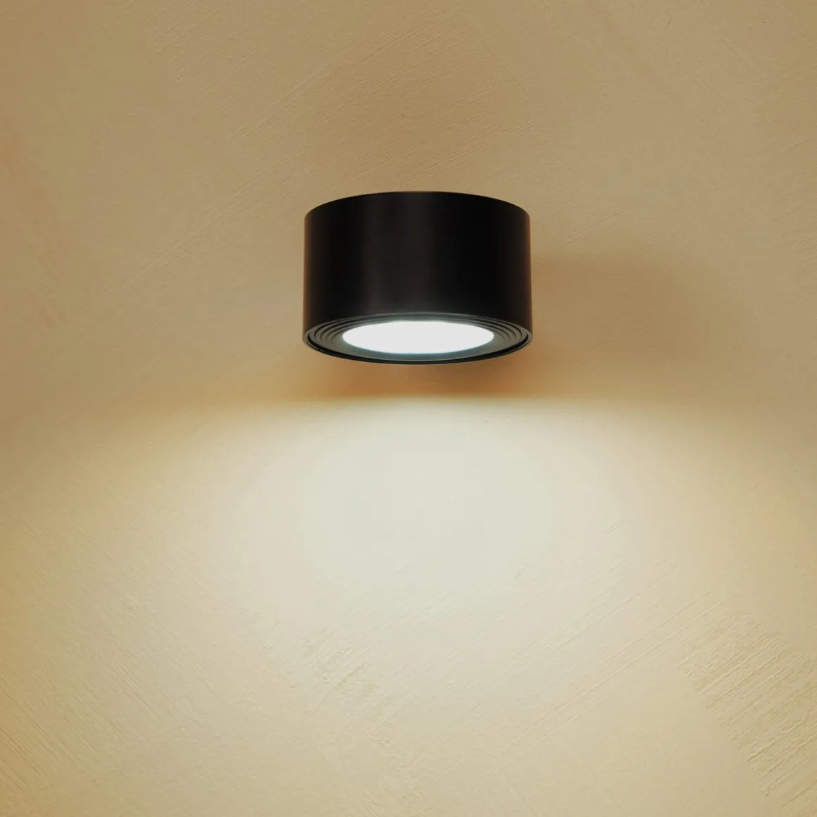 Vegglampe oppladbar, dimbar LED, USB, svart