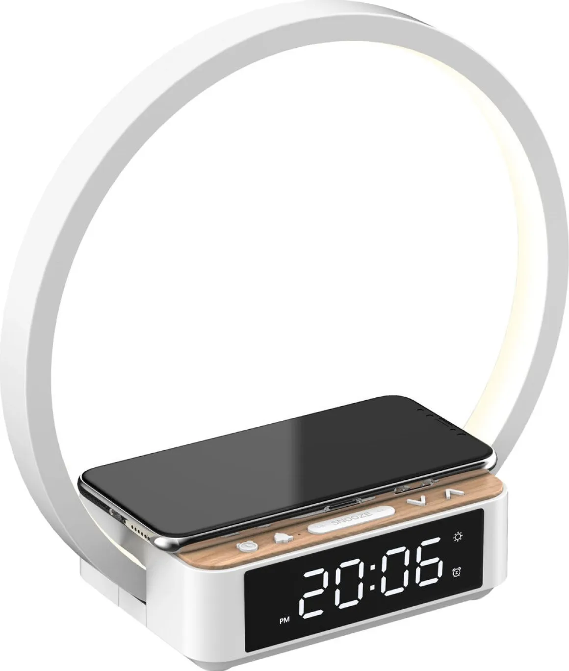 Vekkerklokke digital med Wake-up Light og Qi