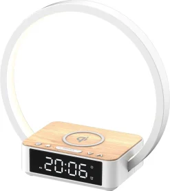 Vekkerklokke digital med Wake-up Light og Qi