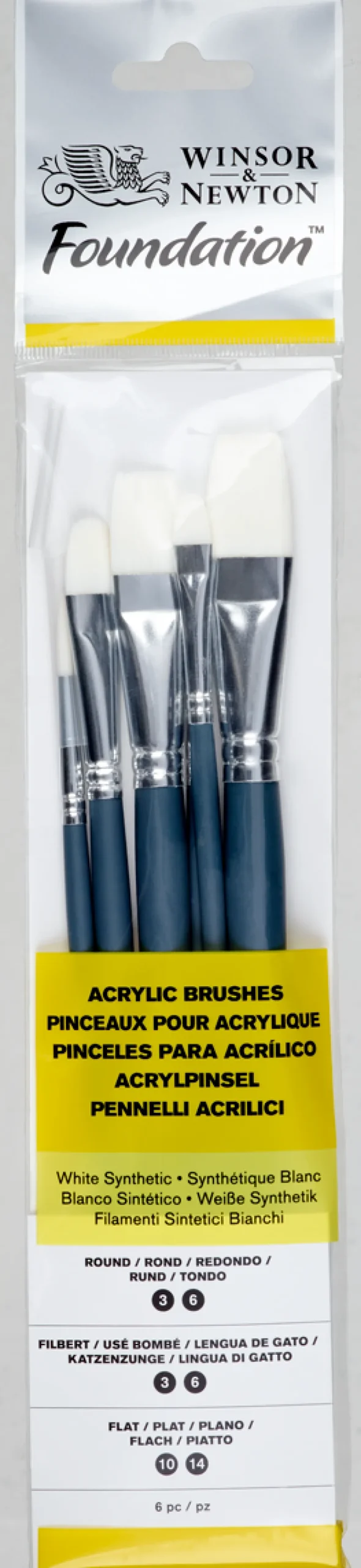 Winsor & Newton pensler, akryl, 6-pack